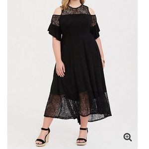 Torrid Black Jersey Lace Skater Dress size 1